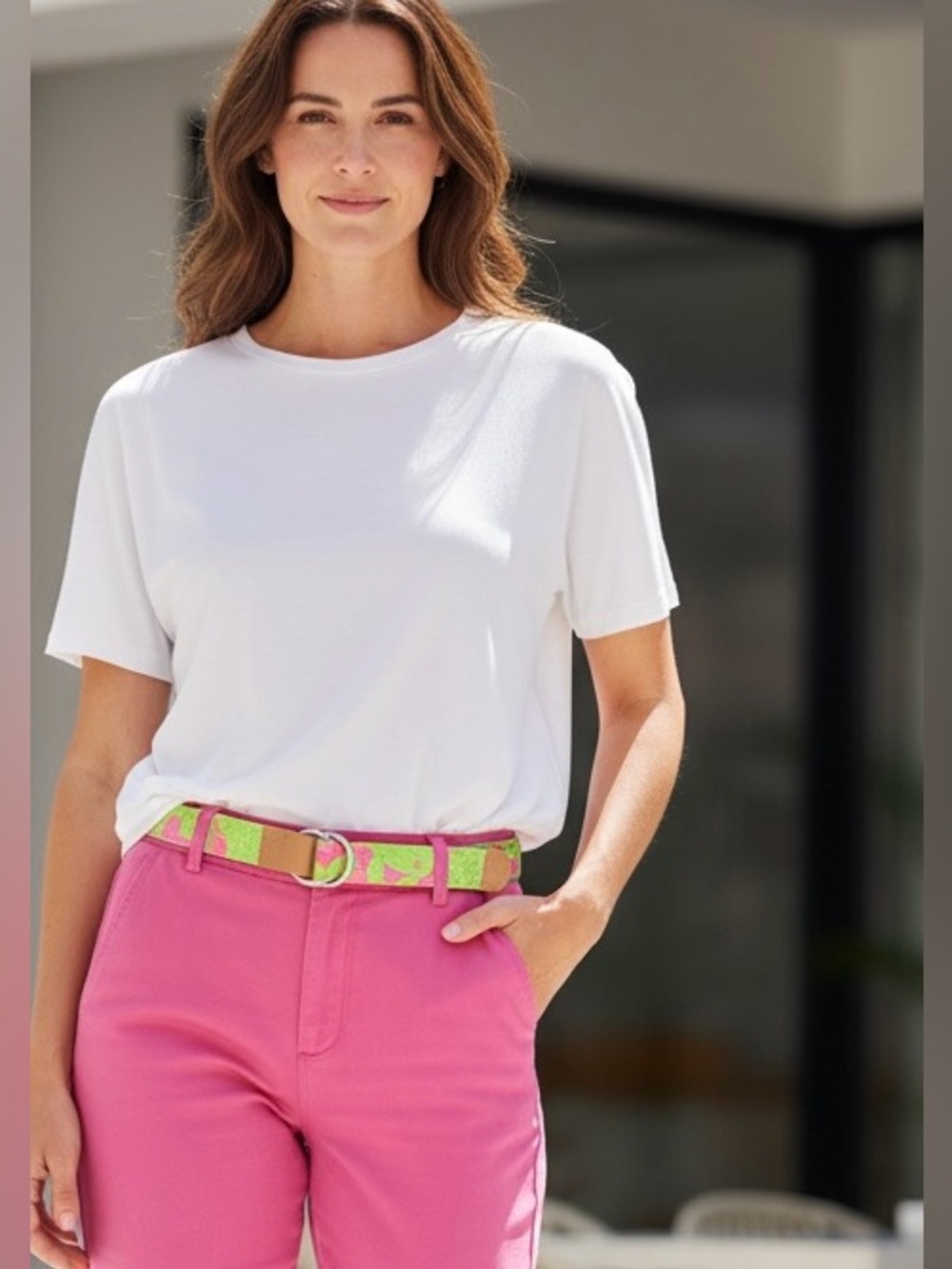 Lilly Pulitzer Green and Pink Belt 40" preppy, resort, colorful, summer